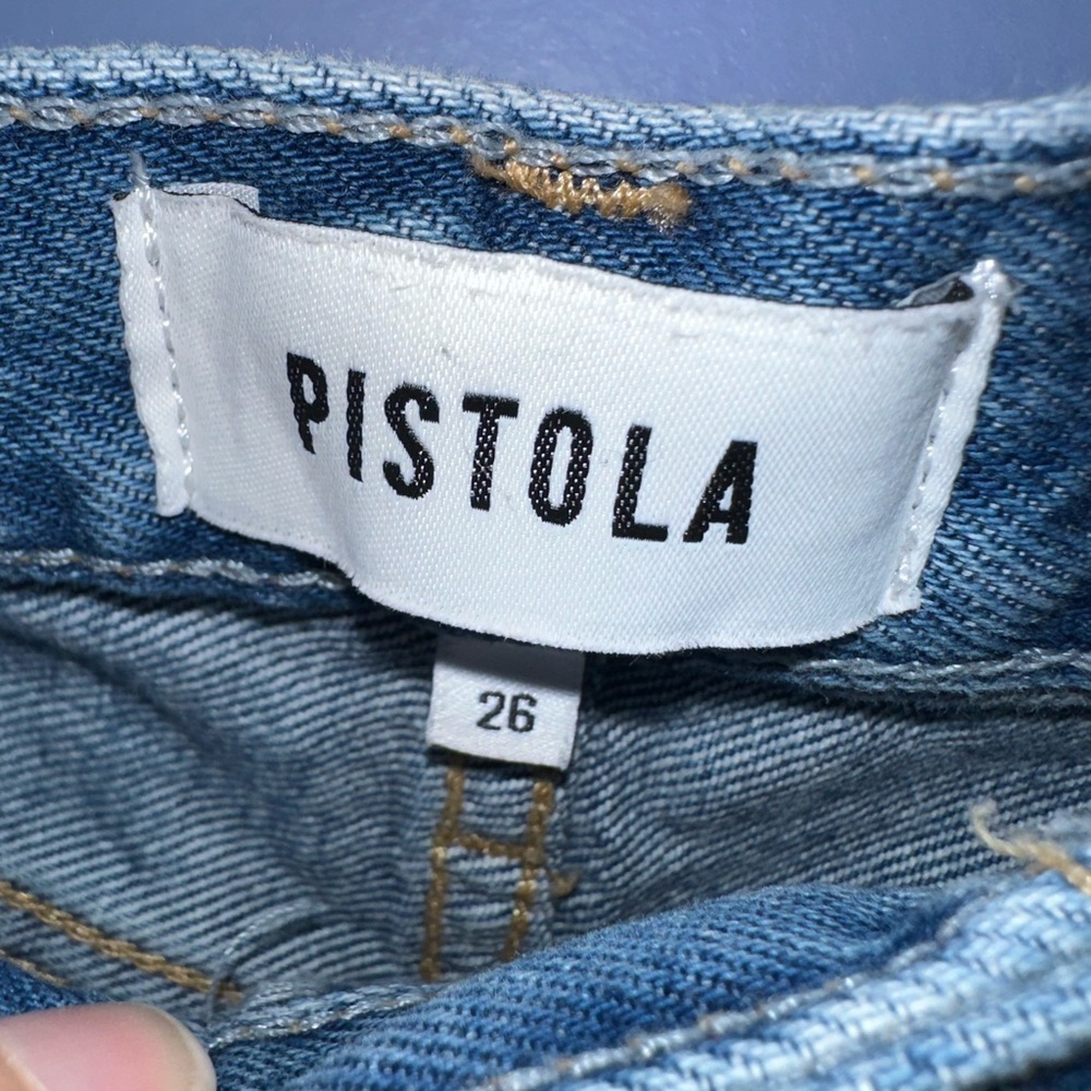 pistola Light Blue Distressed Denim Jean Shorts - Picture 2 of 7